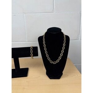 Vintage 1978 Avon Gold Tone Golden Bars Convertible  Necklace & Bracelet Set